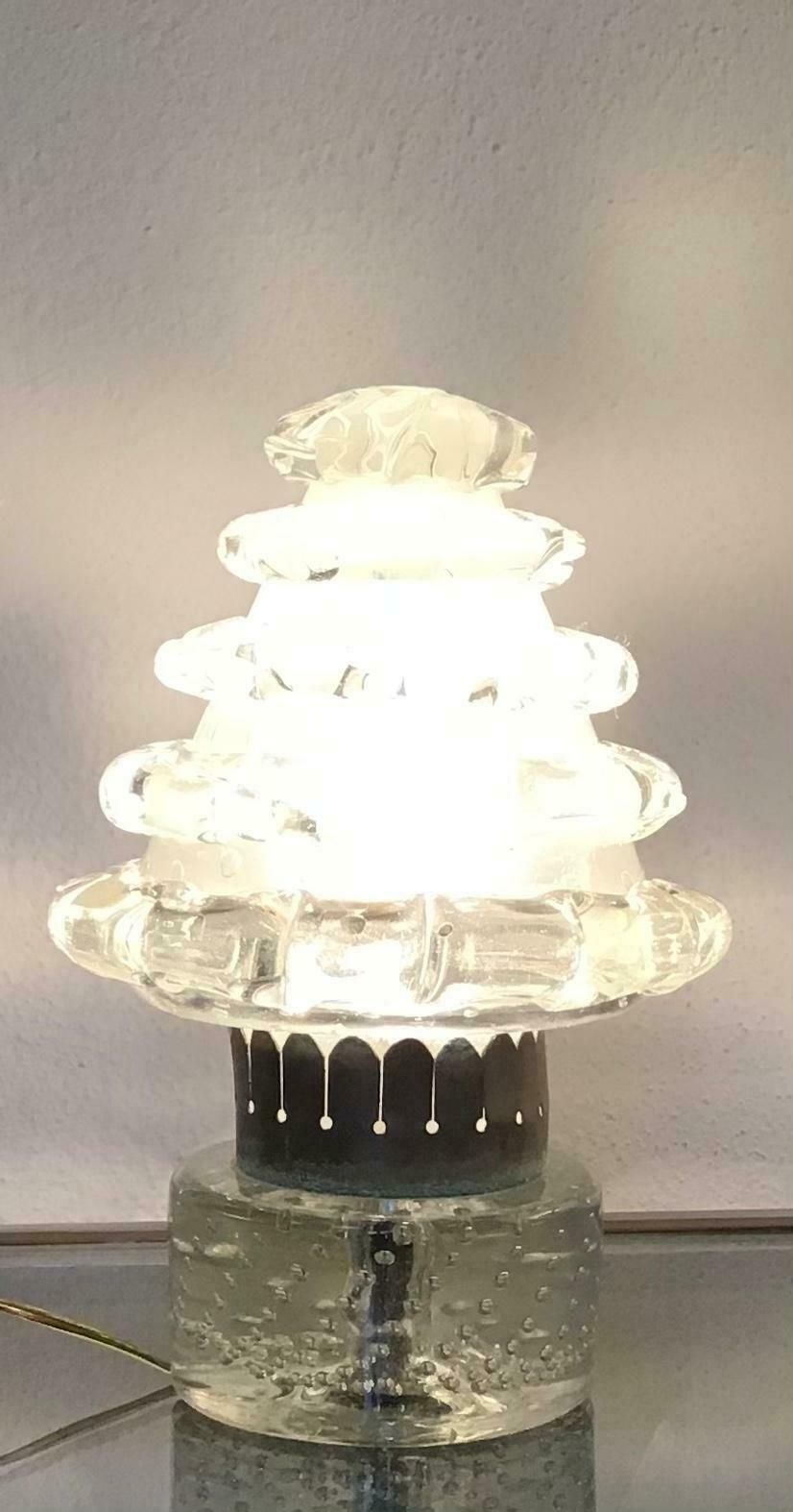 Barovier E Toso Table Lamp “Orecchiette” Murano Glass Metal Crome 1940 Italy photo 1989.0