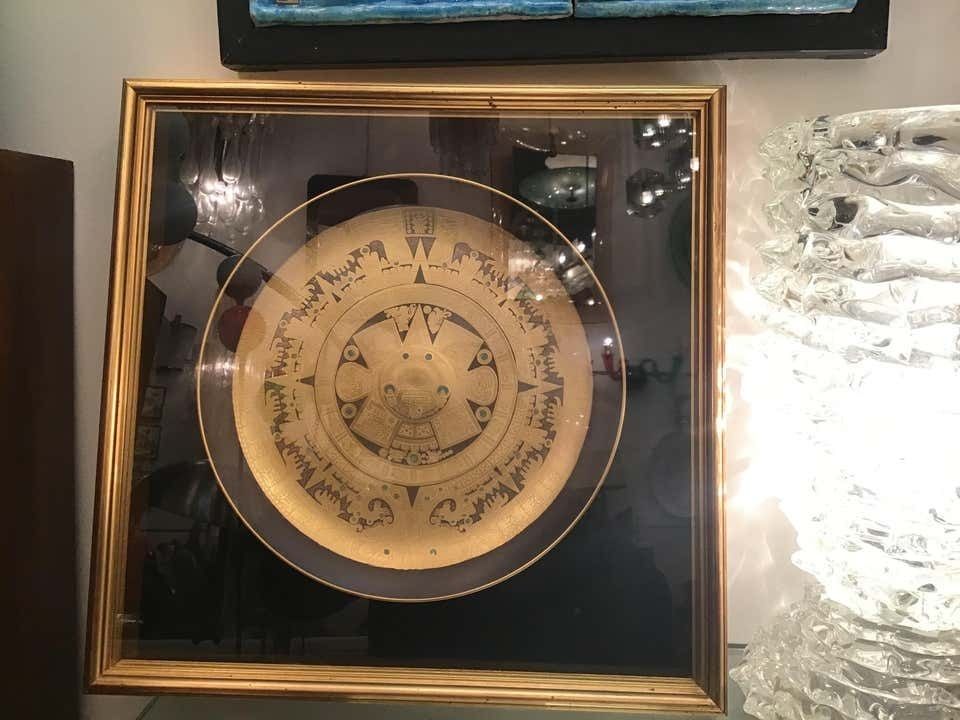 Morbelli Porcelain Wall Plate Worked With Pure Gold, 1960, Italy photo furniture