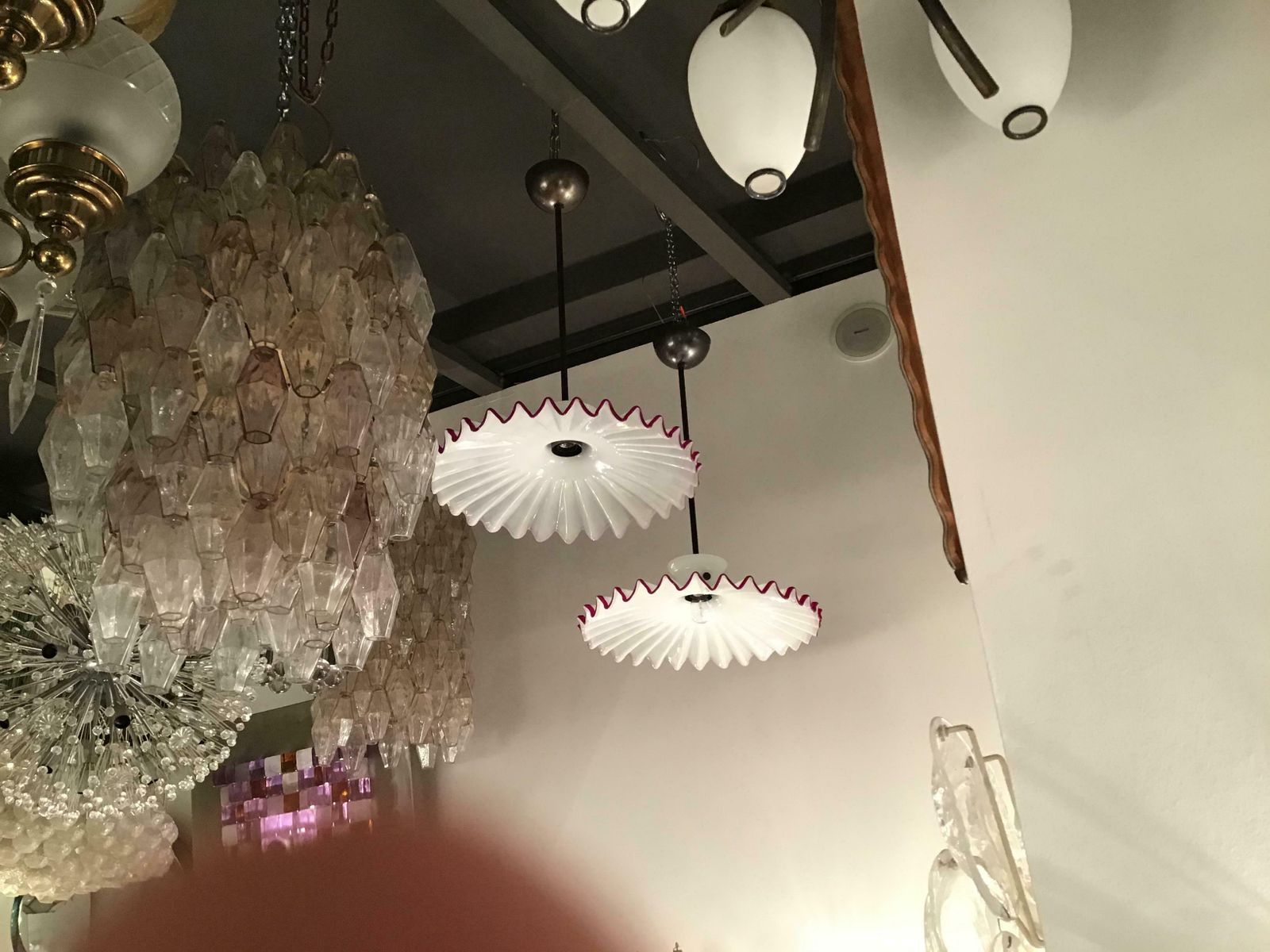 Lighting Venini “Toni Zuccheri" Couple Chandelier Murano Glass Brass, 1960, Italy photo