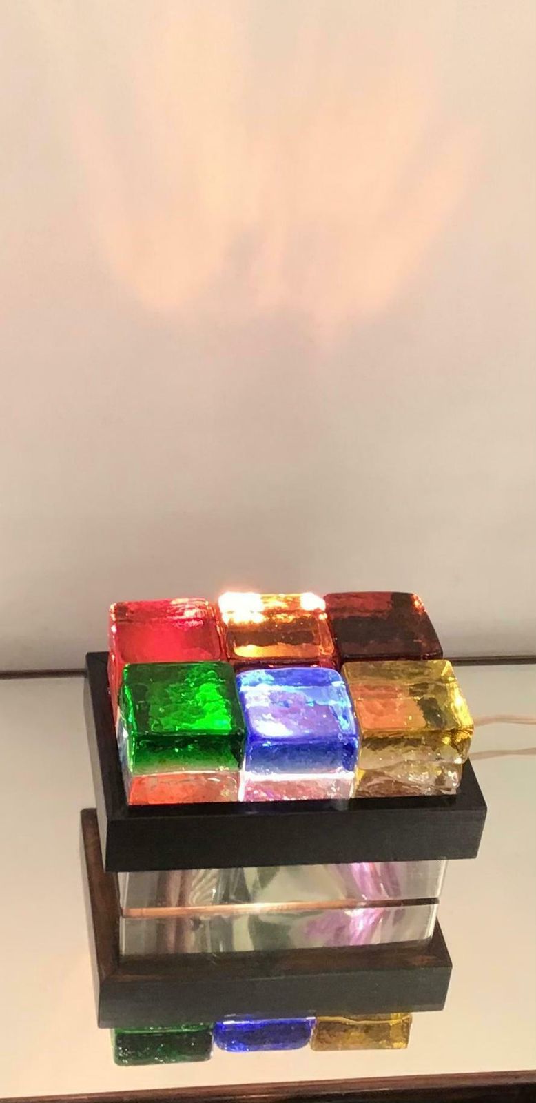 Lighting Giusto Toso “Gogi Gogi” Table Lamp Gass Wood Metal Crome, 1971, Italy photo