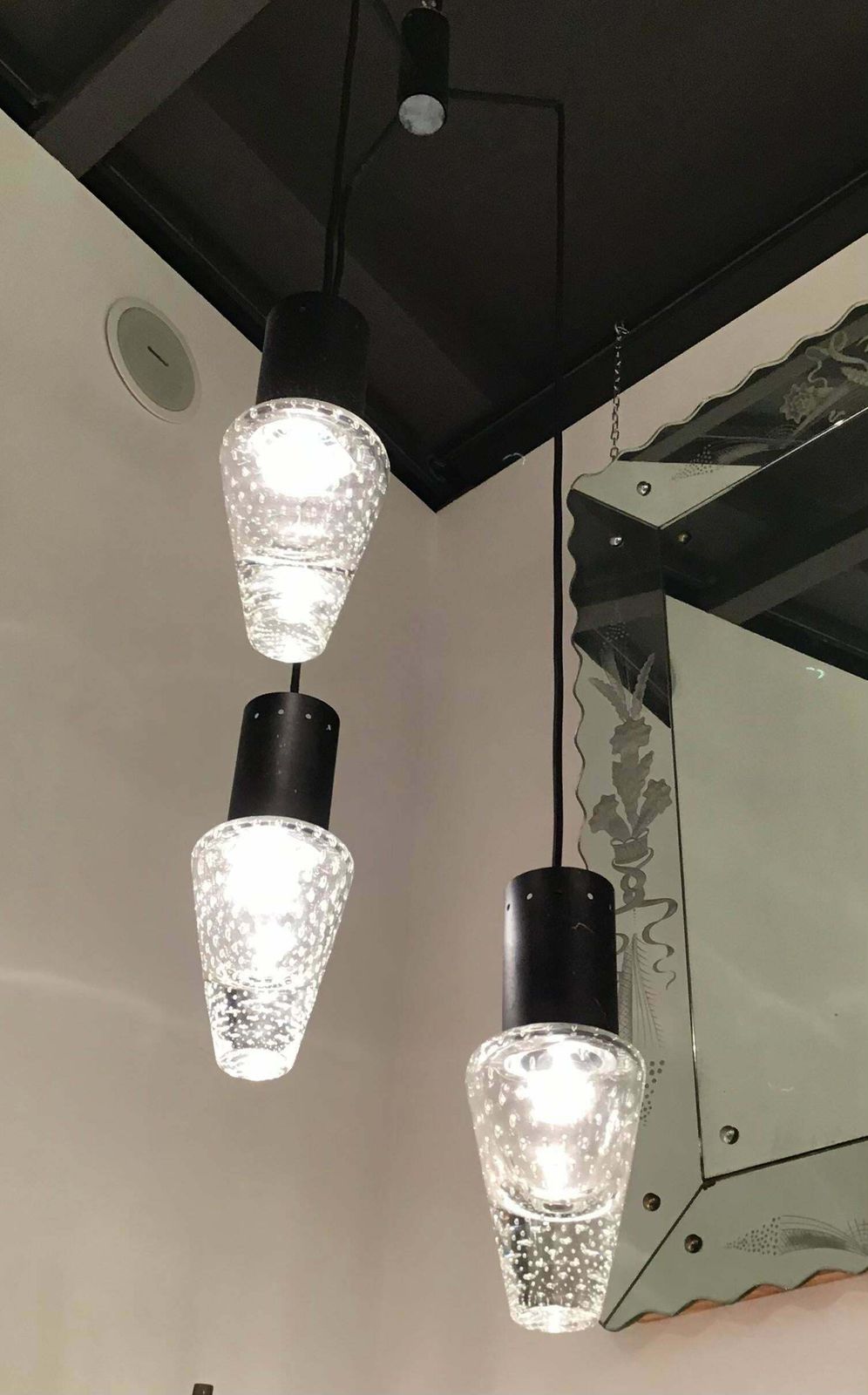 Gino Sarfatti Seguso Chandelier Murano Glass Iron, 1955, Italy photo Lighting