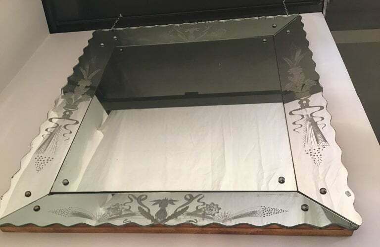 photo buy Osvaldo Borsani Wall Mirror Wood Or Mirrored Glass With Drawings, 1940