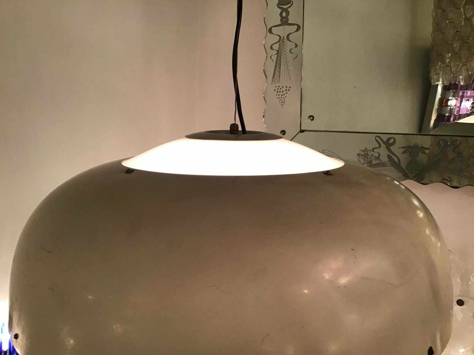 photo furniture Stilnovo Style Chandelier Metal Plexiglas Brass Height Adjustable, 1960, Italy
