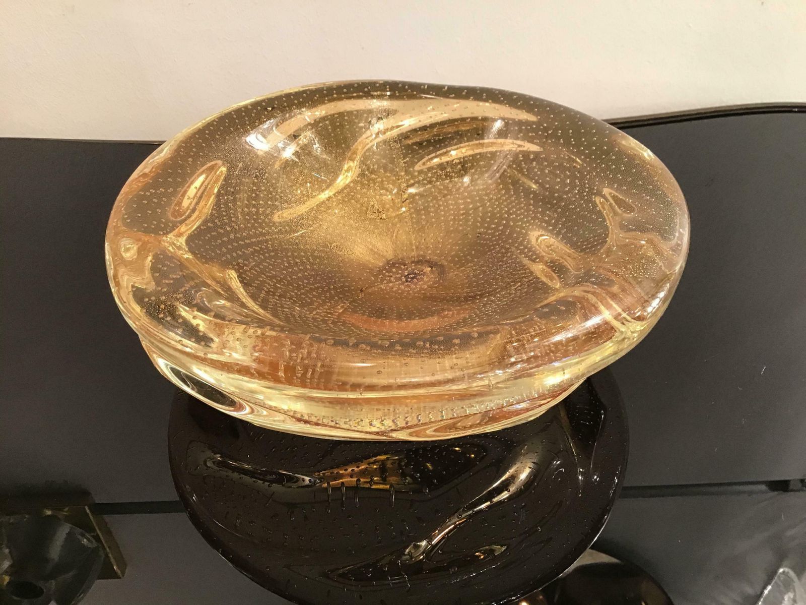 Venini Centerpiece/Pocket Emptier Murano Glass Gold, 1950, Italy photo vintage