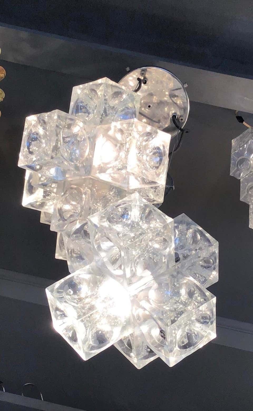 Mazzega Chandelier “Cube” Murano Glass 1965 Italy photo furniture