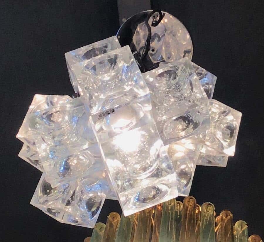 Mazzega Chandelier “Cube” Murano Glass 1965 Italy photo Lighting