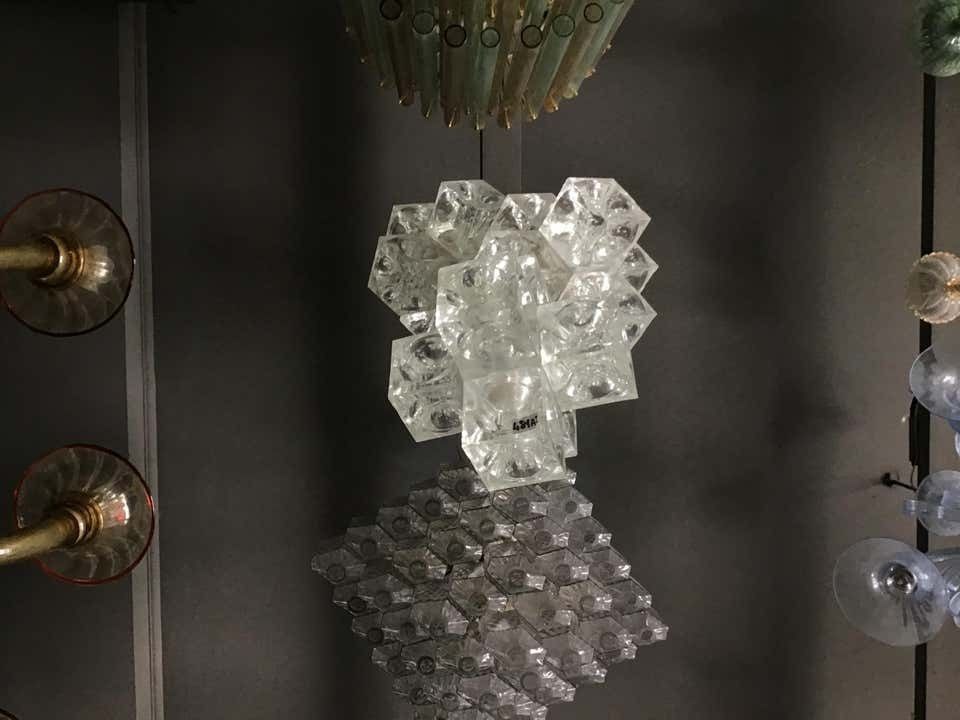 photo furniture Mazzega Chandelier “Cube” Murano Glass 1965 Italy