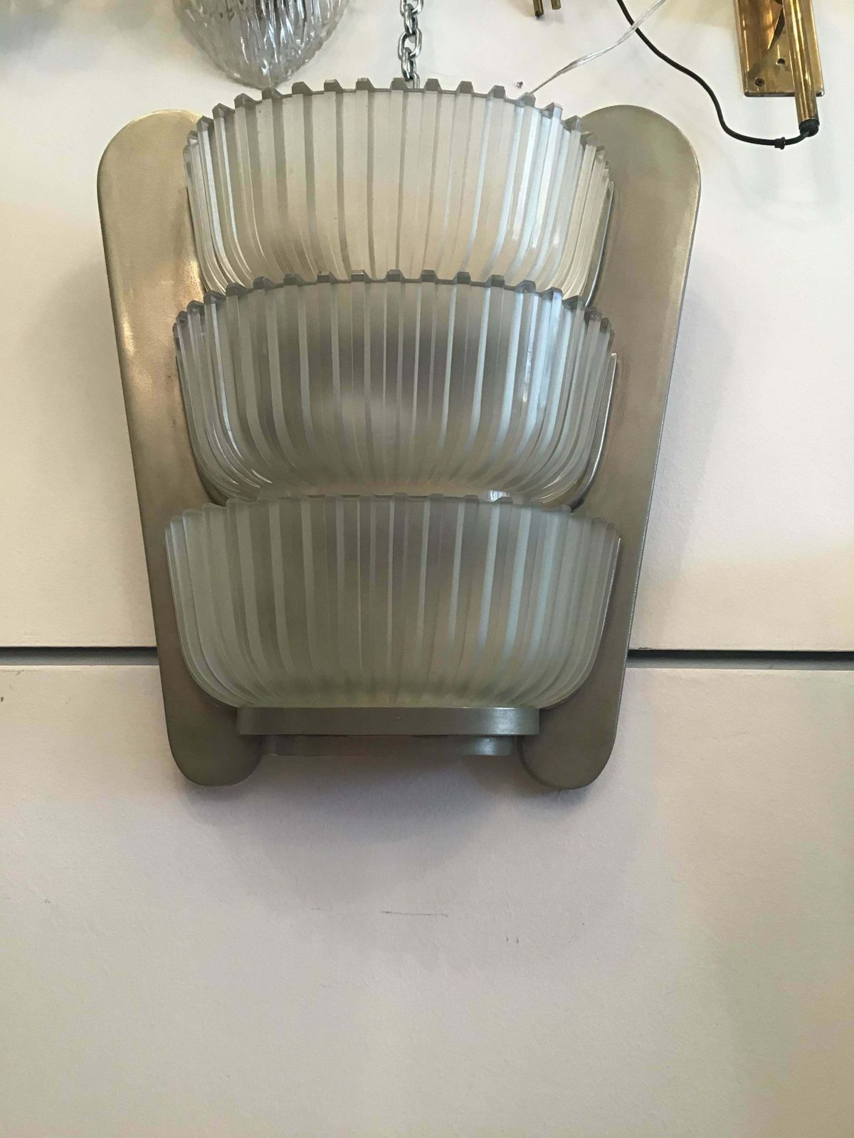 Seguso Applique 1930 Glass Metal Crome, Italy photo furniture