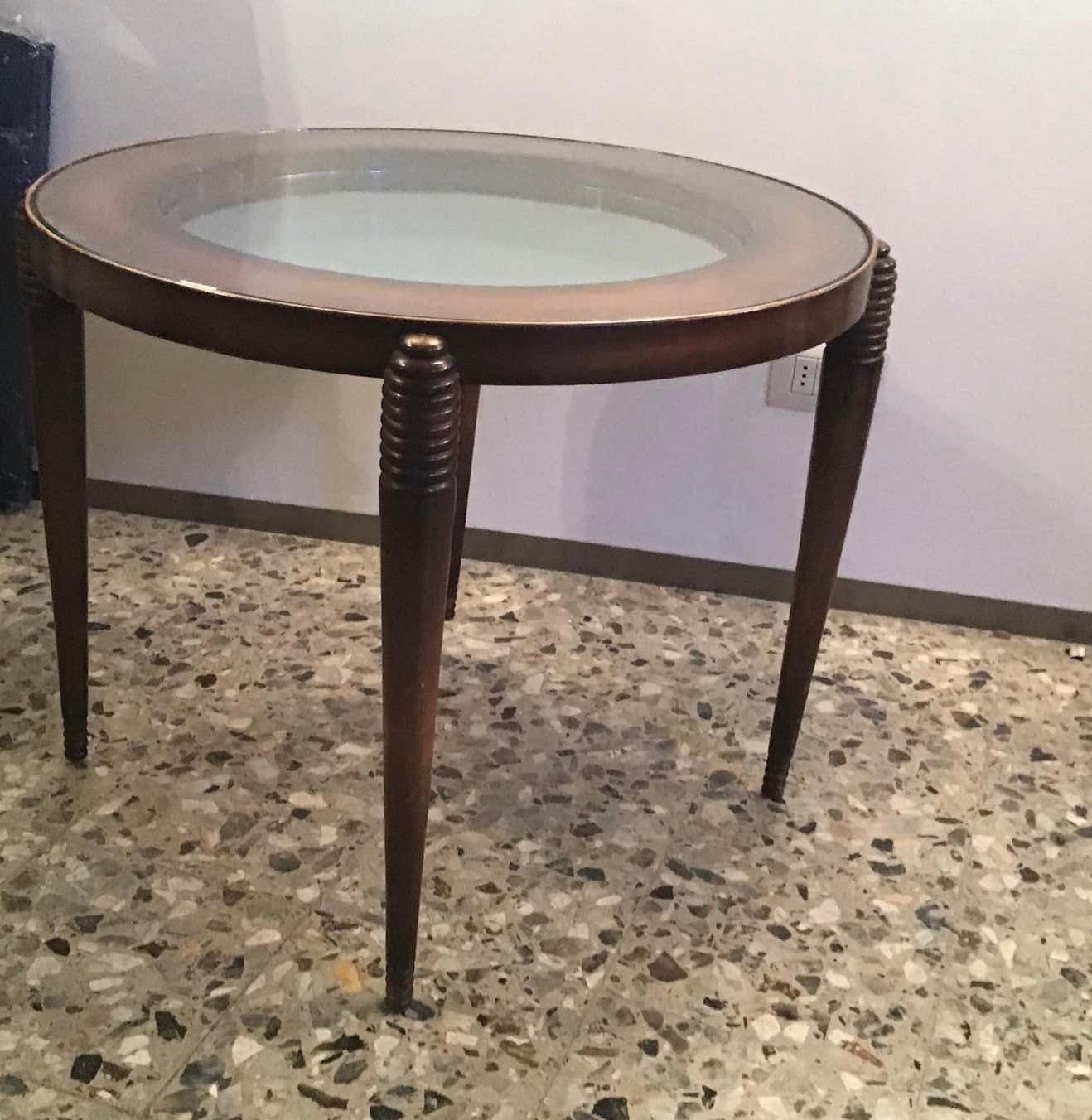 Luigi Brusotti Coffee Table Wood Glass, 1945, Italy photo Furniture