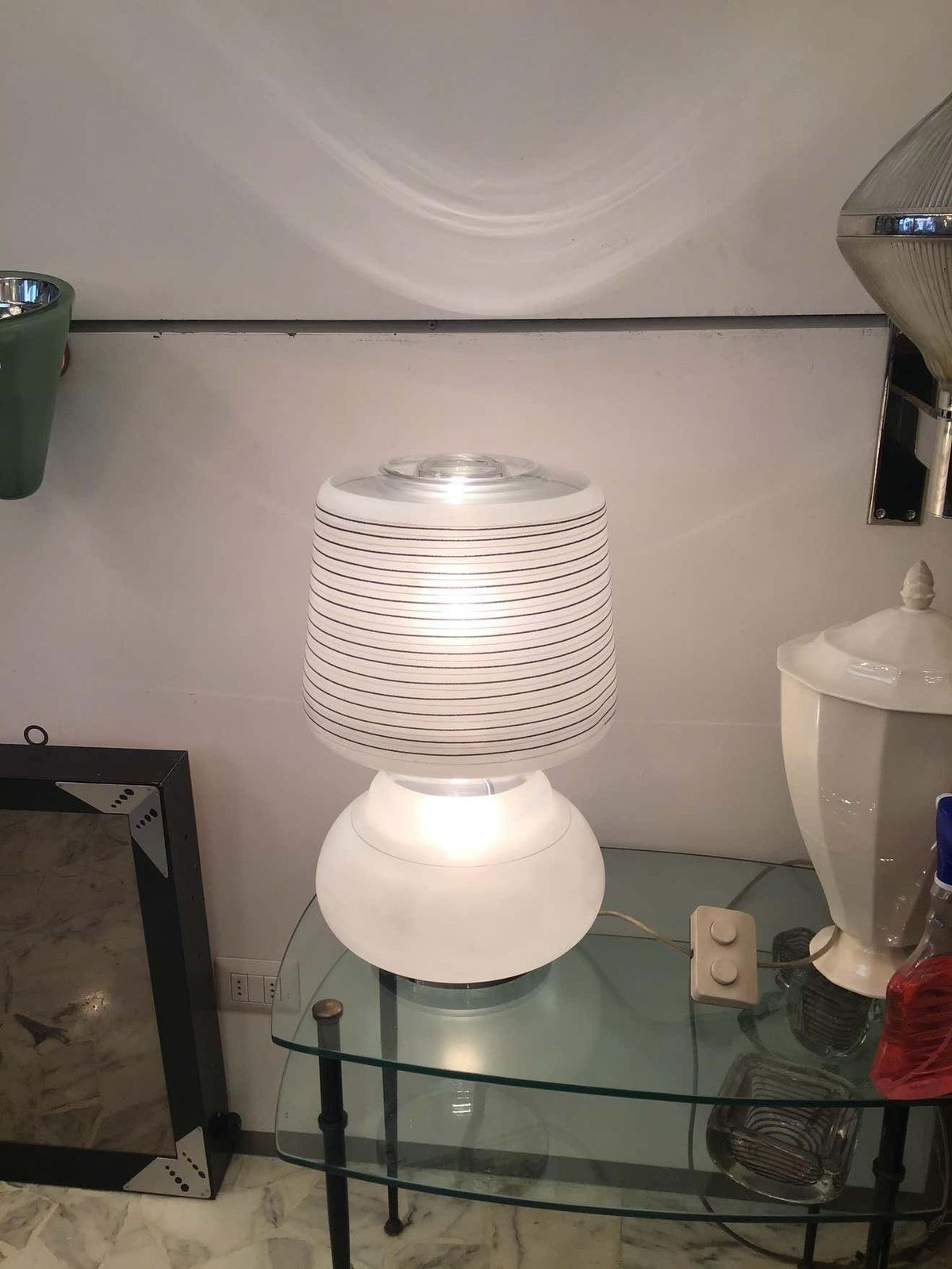 Cristal Arte Table Lamp Glass Metal, 1970, Italy photo vinterior