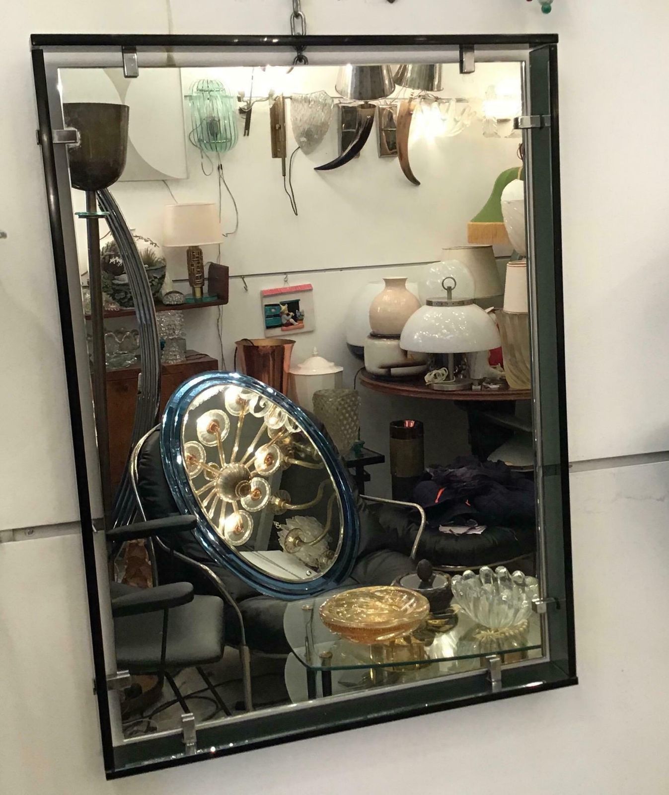 Fontana Arte Mirror “2014” Glass Crome Metal, 1960, Italy photo furniture