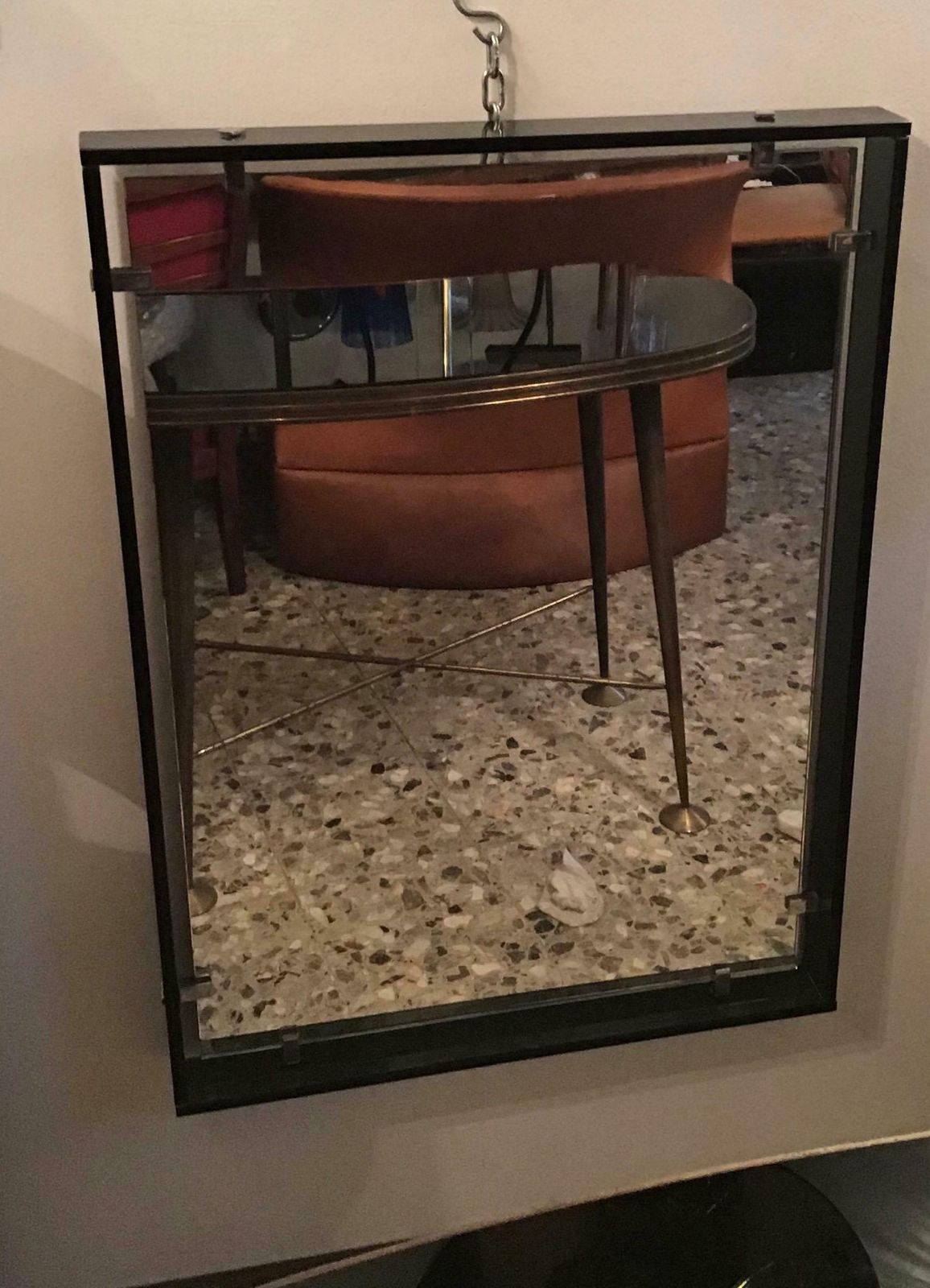 Fontana Arte Mirror “2014” Glass Crome Metal, 1960, Italy photo for sale