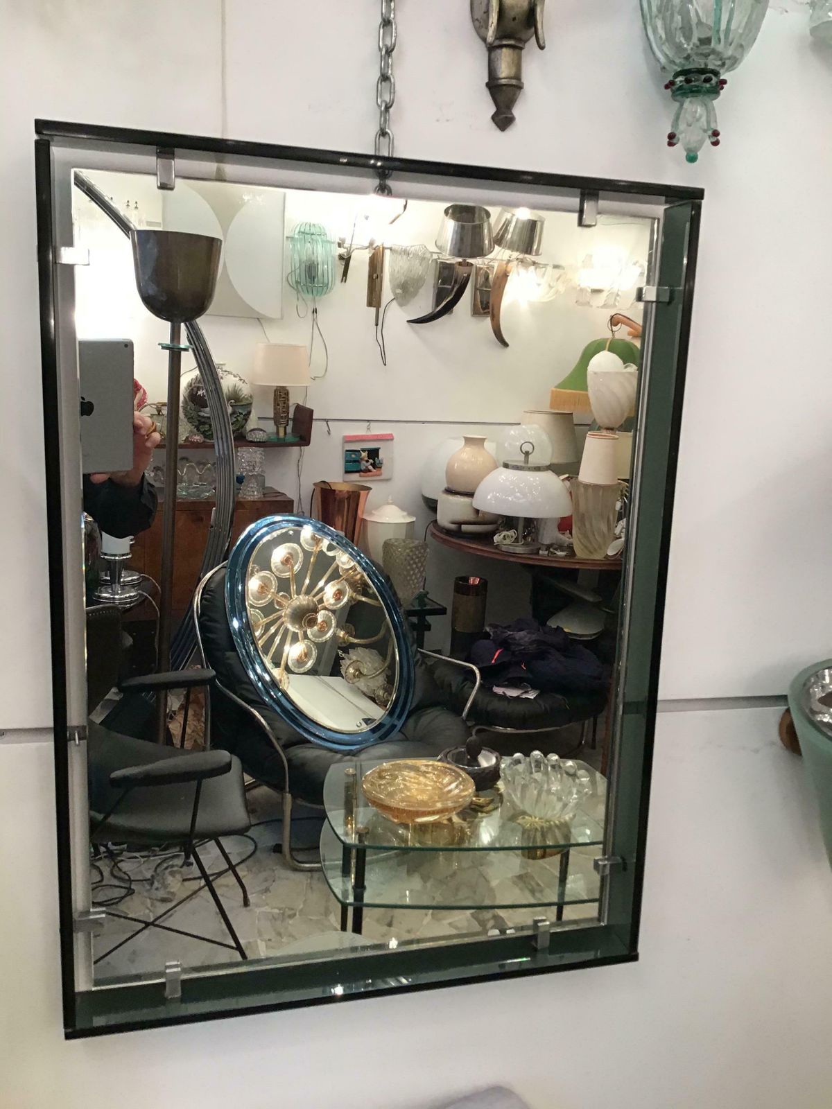6329.0 Fontana Arte Mirror “2014” Glass Crome Metal, 1960, Italy photo