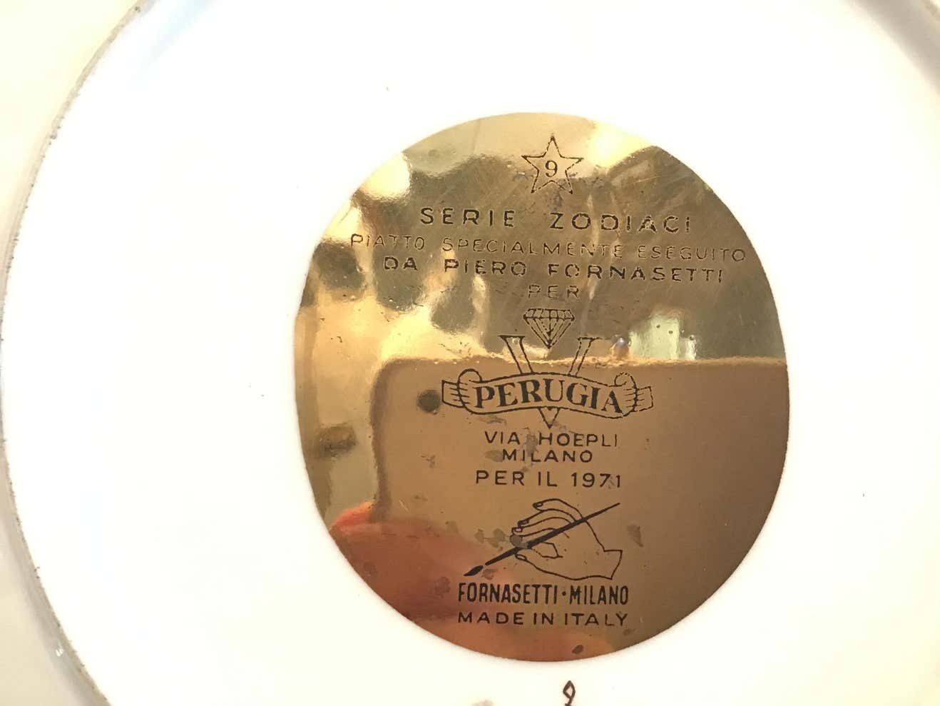 Fornasetti Plate Virgo Zodiac Sign Porcelain 1971 Italy photo for sale