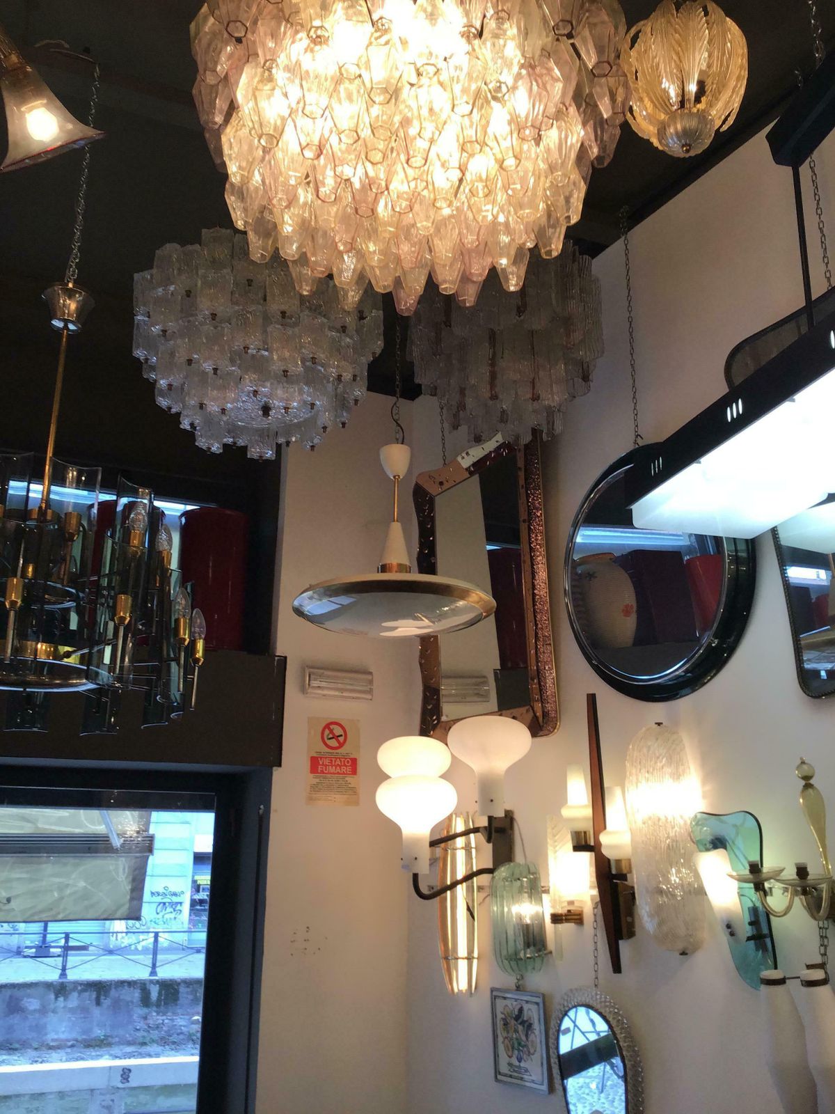 Stilnovo Chandelier Disco Volante Glass Brass 1950 Italy photo 2261.0