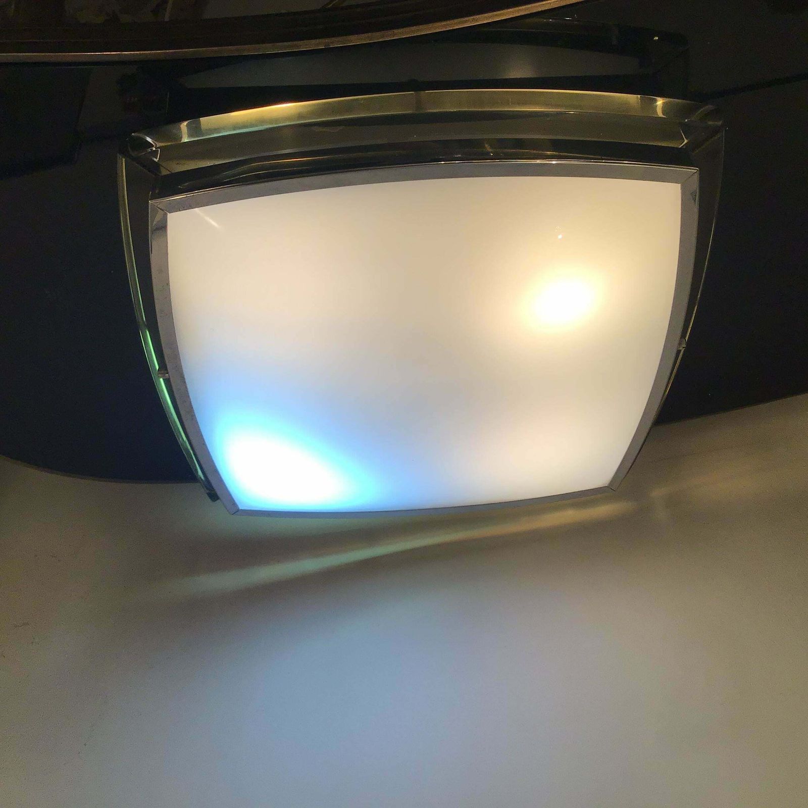 Fontana Arte Ceilling Light Glass Metal Crome 1955 Italy photo furniture