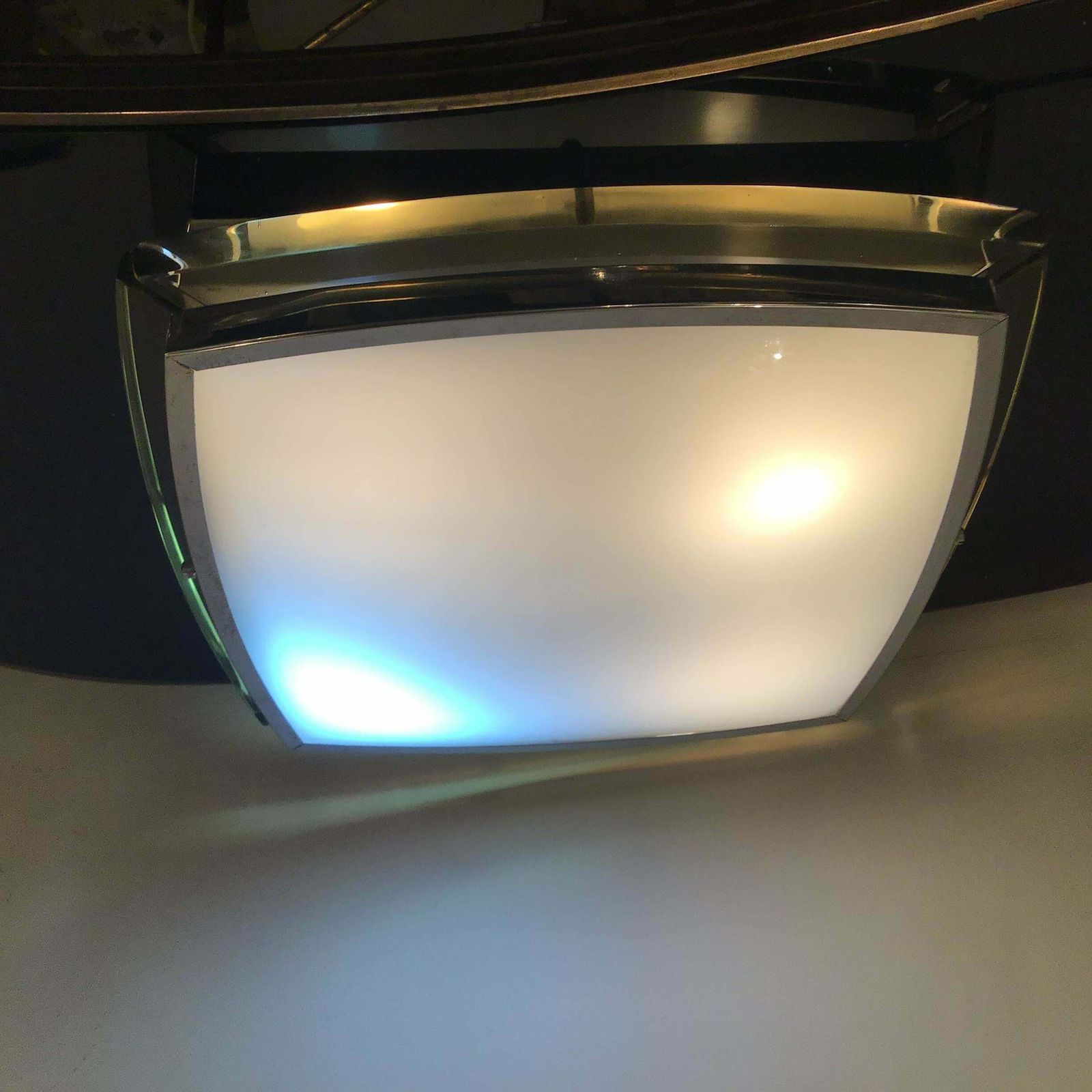 Fontana Arte Ceilling Light Glass Metal Crome 1955 Italy photo for sale