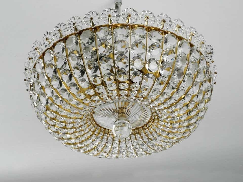 Midcentury Ceiling Lamp With Glass Stones Brass Frame Vereinigten Werkstätten photo furniture