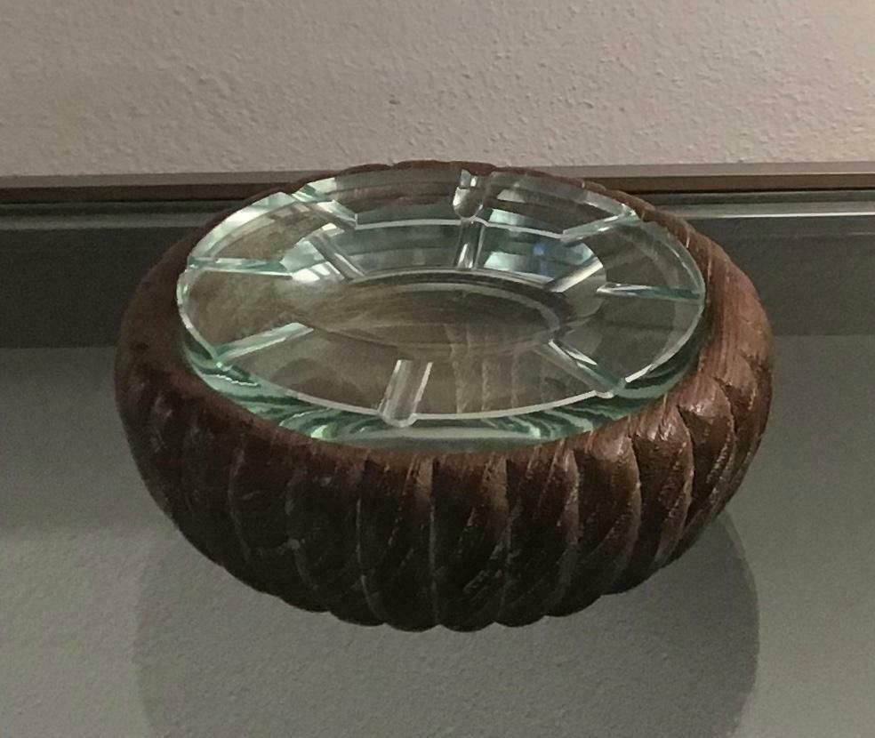 Fontana Arte Box/Empty Pockets/Ashtray Glass Wood, 1950, Italy photo vinterior