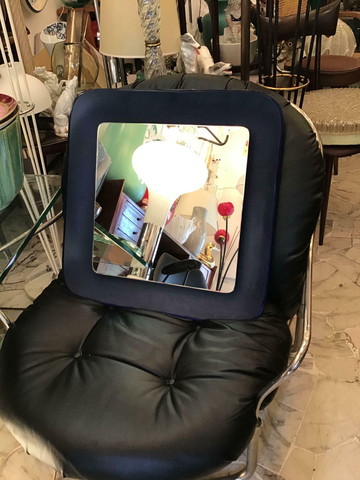 Fontana Arte Blu Wall Mirror Glass Iron 1965 Italy photo buy