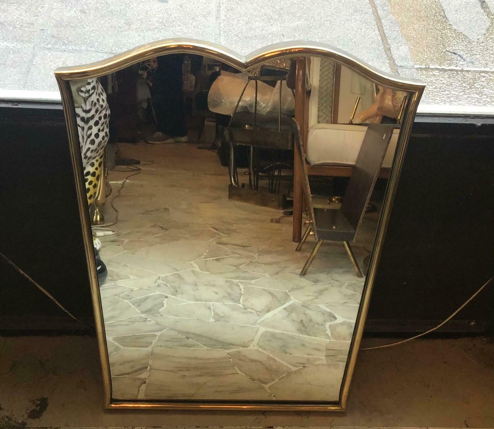 Fontana Arte “Gio Ponti” Mirror Brass Wood Mirrored Glass, 1950, Italy photo vinterior