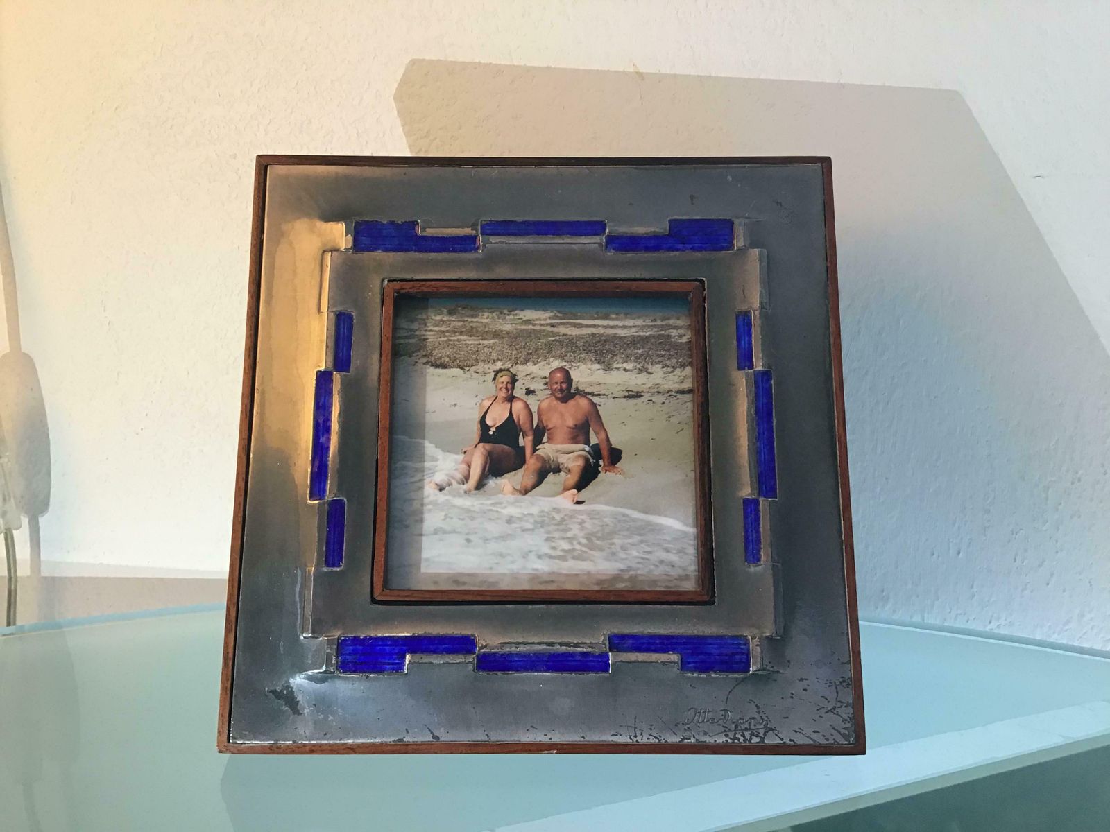 photo furniture Ottaviani Pucture Frame 925 Silver Enamelled Copper Wood 1960 Italy
