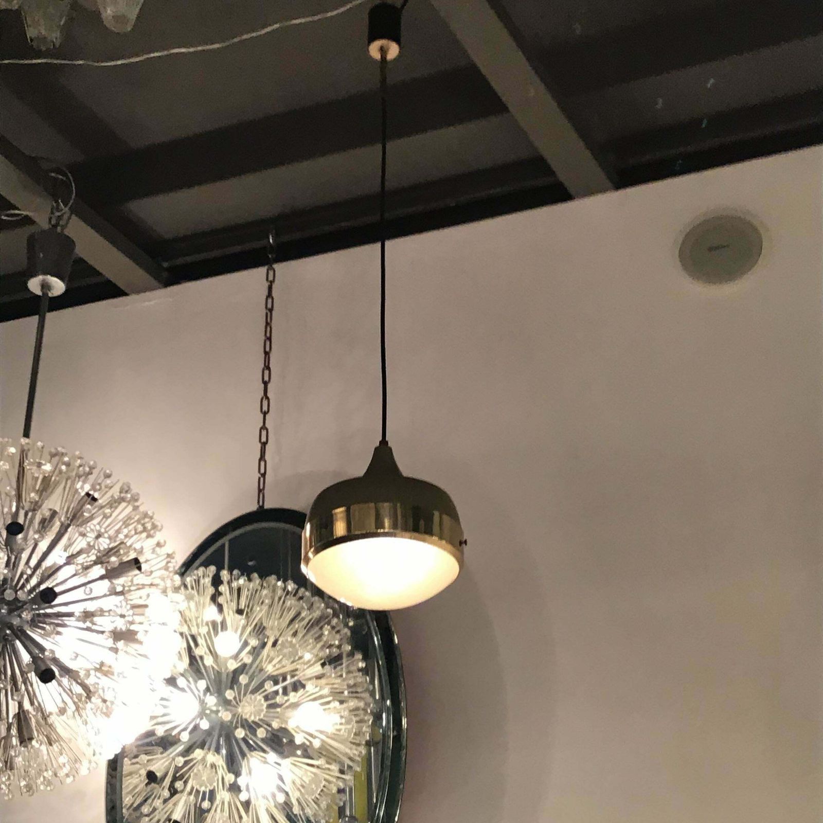 Stilnovo Chandelier Brass Glass Metal, 1960, Italy photo vinterior