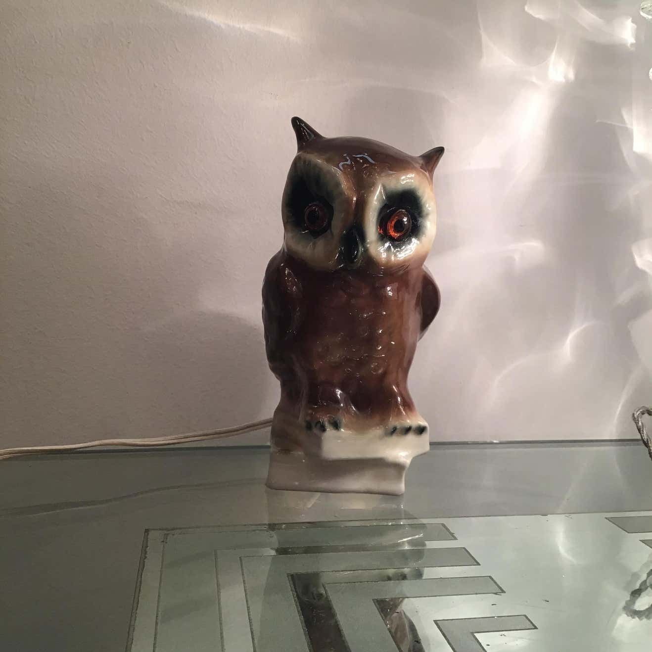 1085.0 Veilleuse “Capodimonte “ Owl 1950 Italy photo