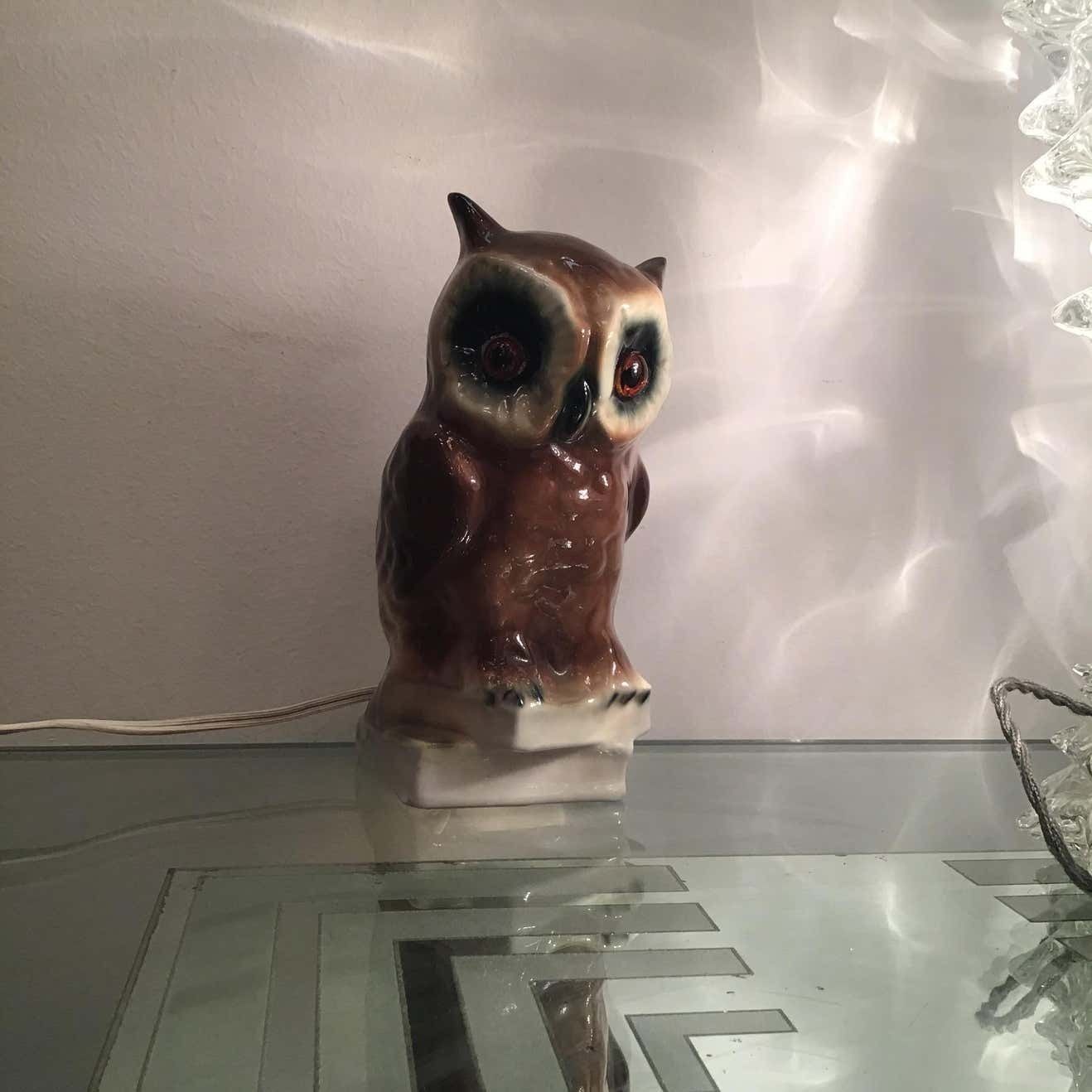 photo buy Veilleuse “Capodimonte “ Owl 1950 Italy