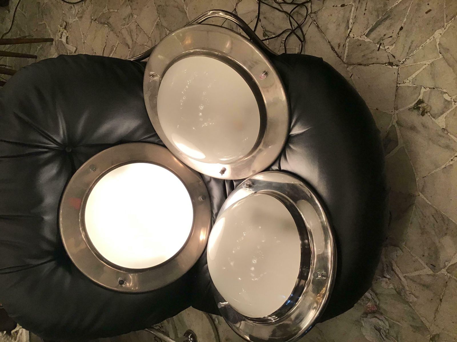 Azucena Sconces/Ceilling Light Metal Crome Glass 1950 Italy photo for sale