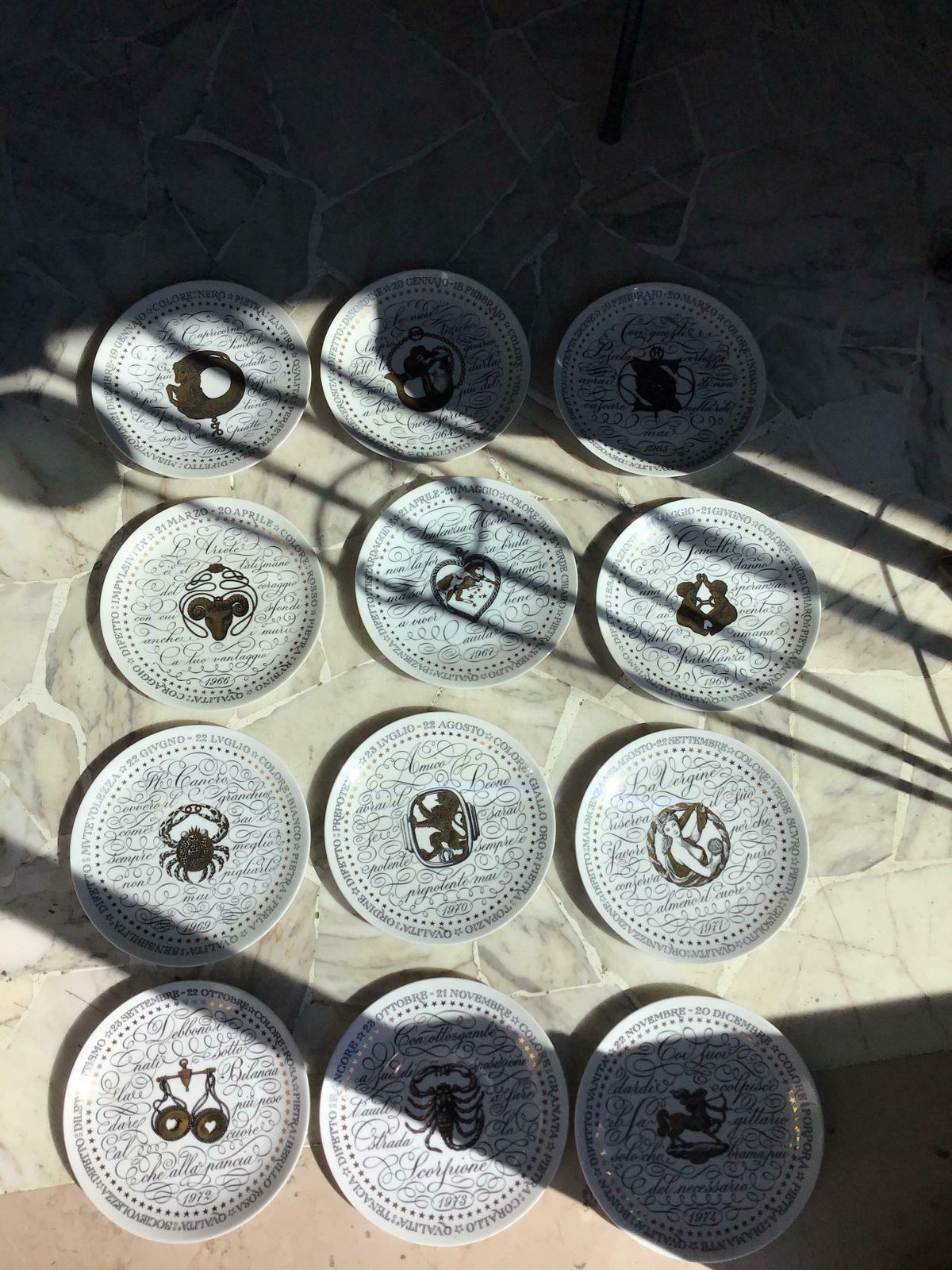 Piero Fornasetti Complete Zodiac Signs From 1963 1974 Porcelain Italy photo for sale