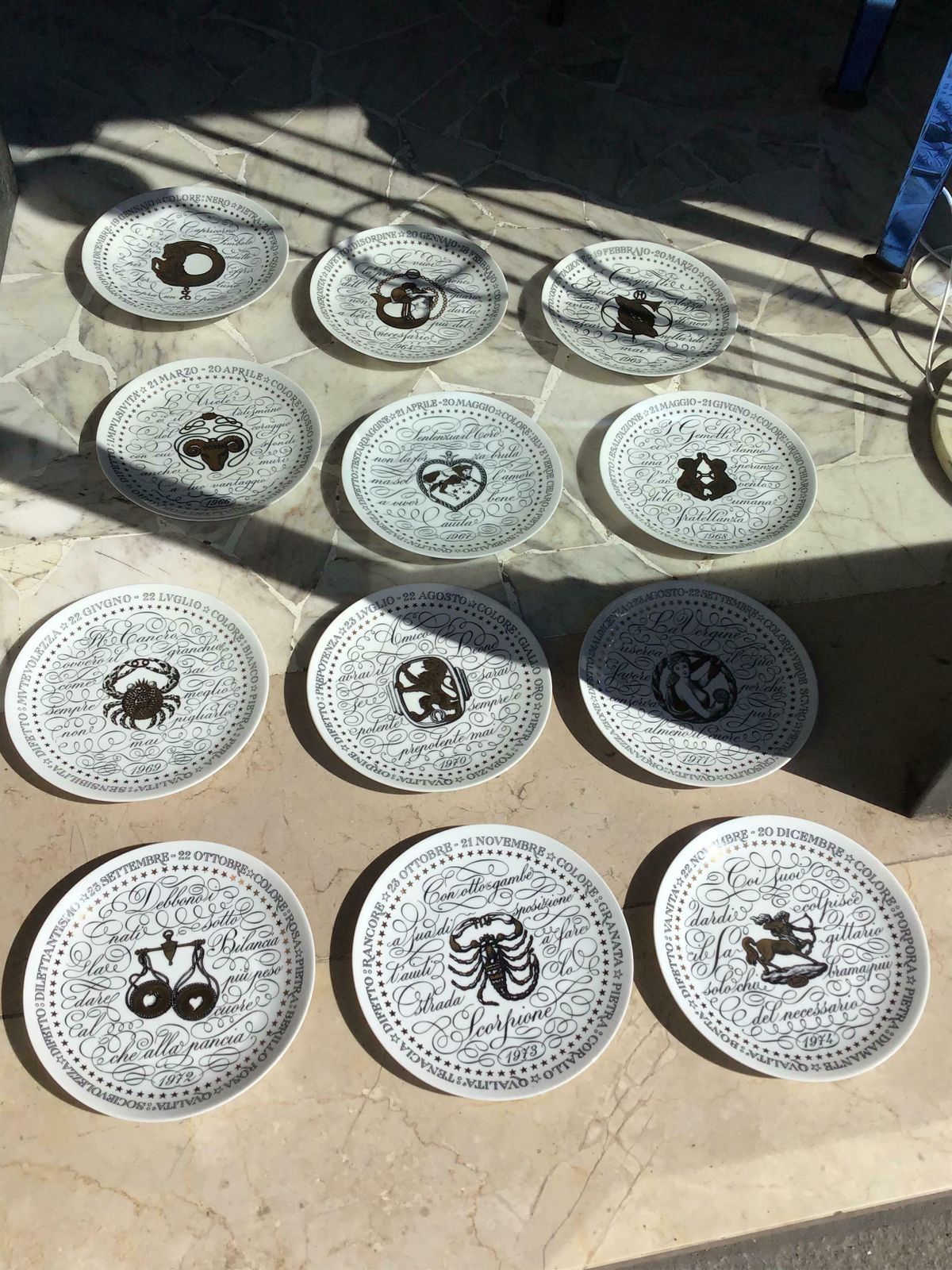 5425.0 Piero Fornasetti Complete Zodiac Signs From 1963 1974 Porcelain Italy photo