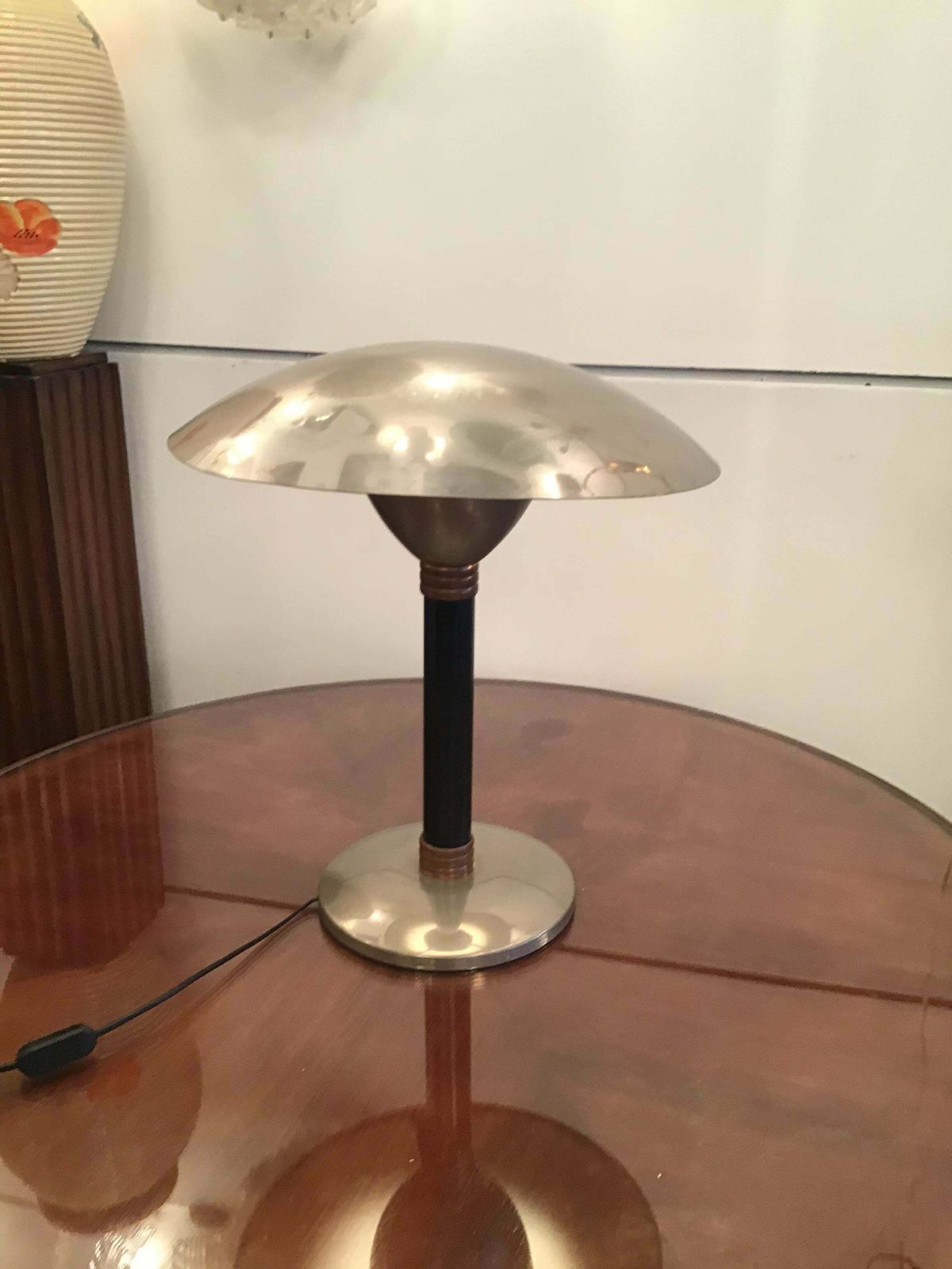 photo for sale Stilnovo Style Table Lamp Chromed Metal And Copper 1960 Italy