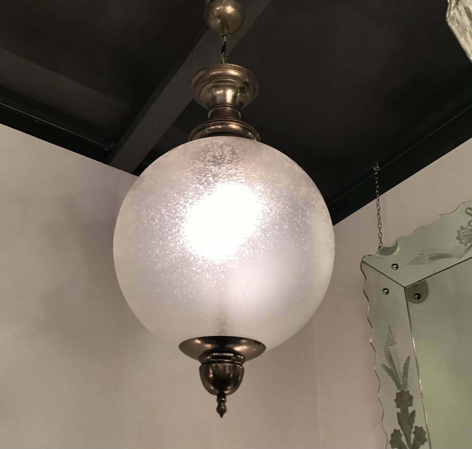 Azucena Luigi Caccia Dominioni Chandelier Glass Burnished Metal 1950 Italy photo vinterior