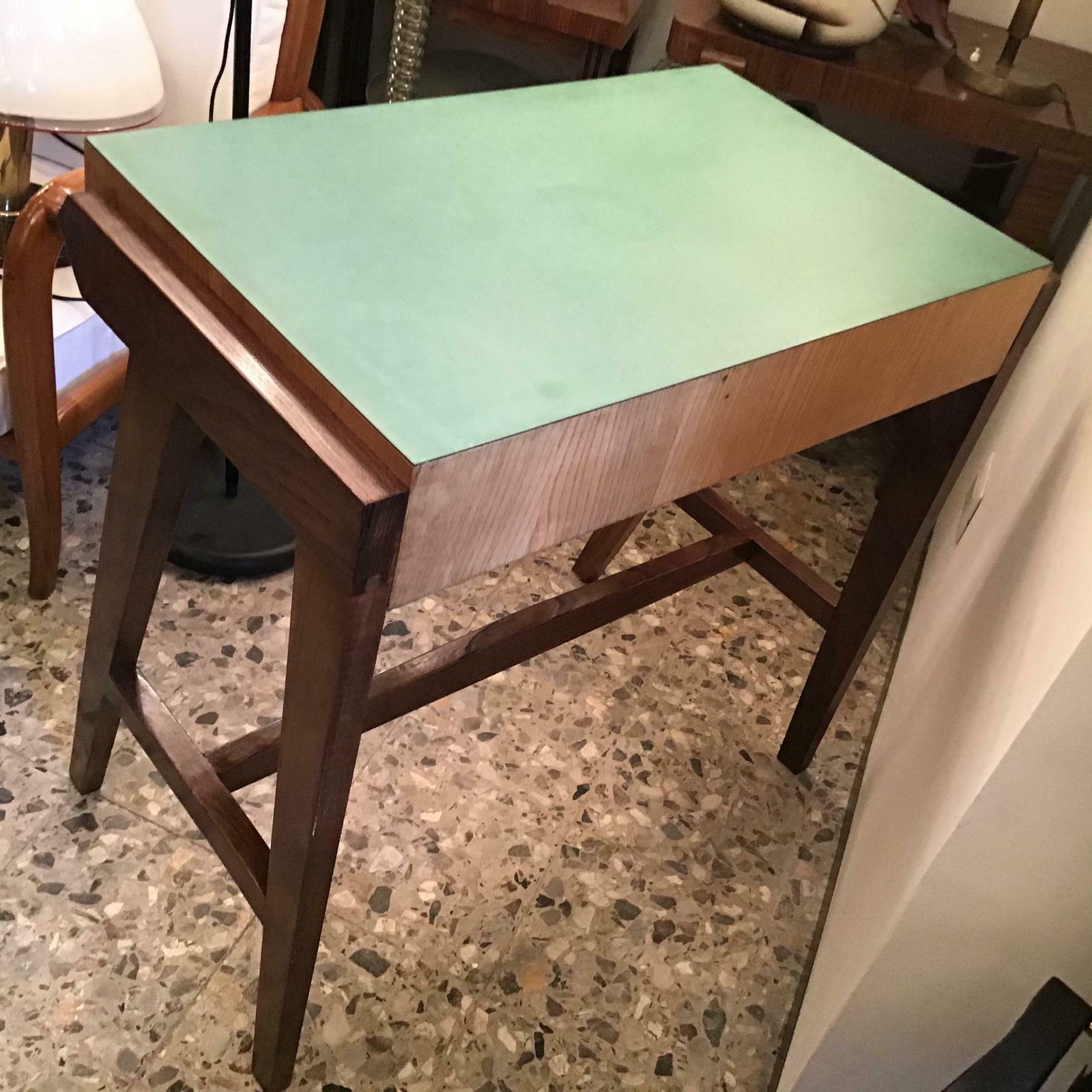 Gio Ponti “Stile” Desk Wood Brass, 1950, Italy photo for sale