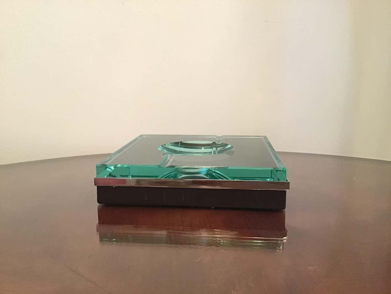 photo for sale Fontana Arte Ashtray Glass Metal Crome, 1960, Italy