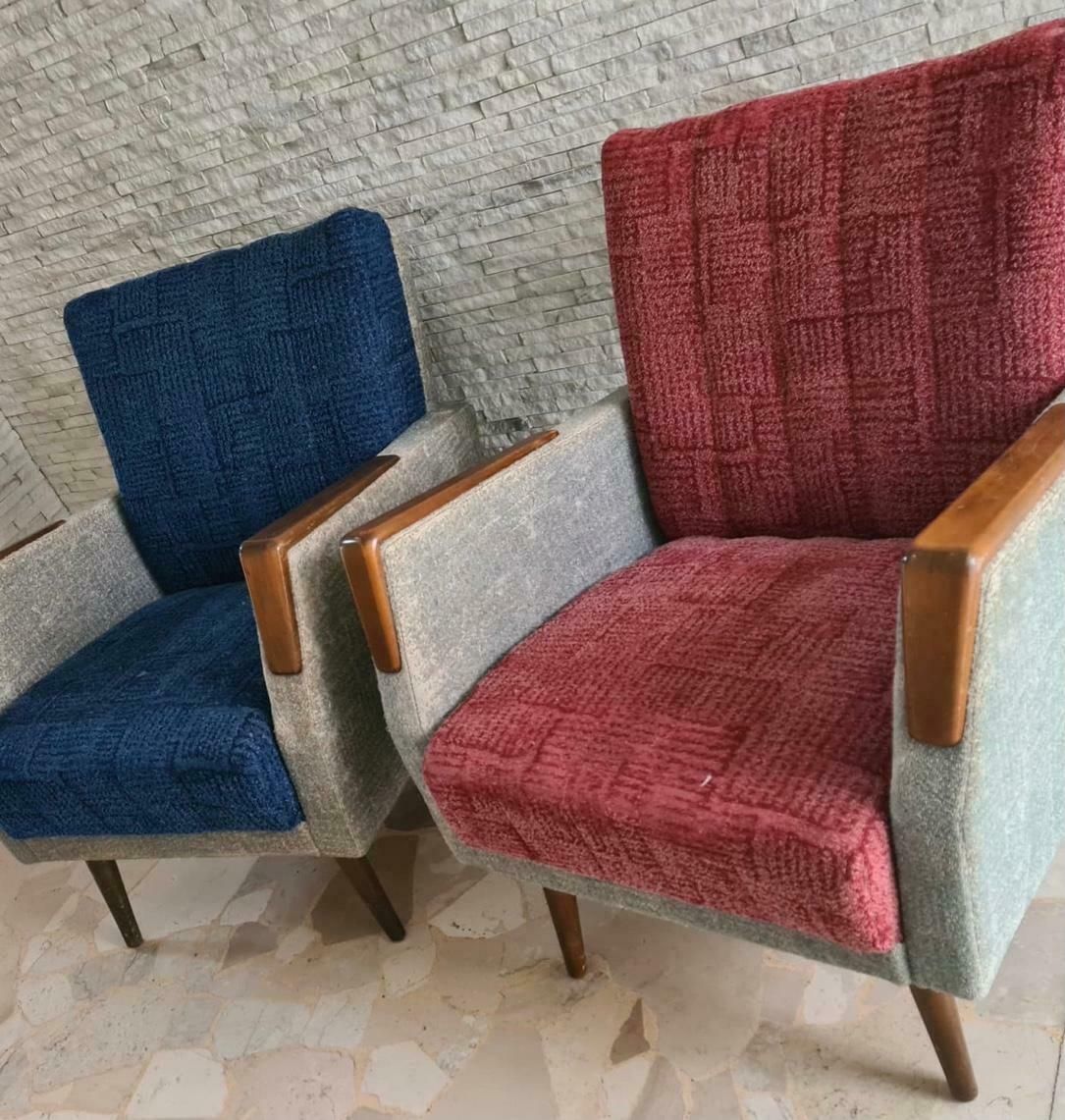 photo buy Gio Ponti “Stile” Armchairs Couples Wood Stuffing Cloth, 1950, Italy