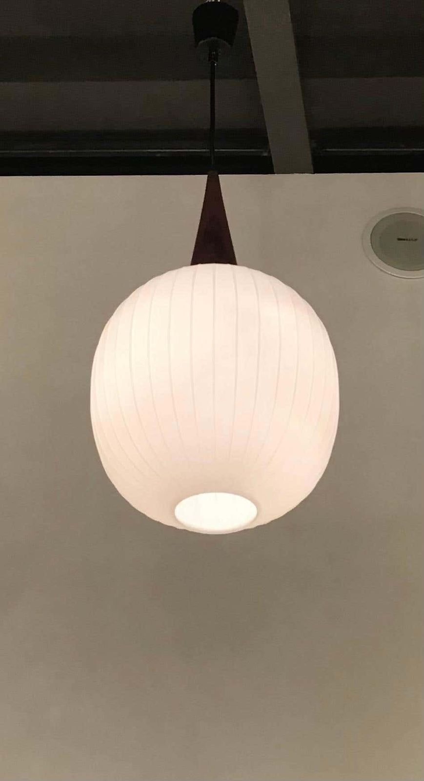 Stilnovo Stile Chandelier Opaline Glass Wood Metal, 1965, Italy photo buy