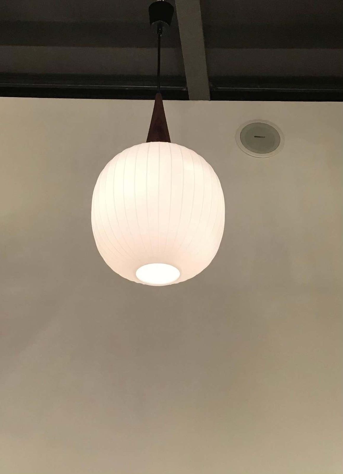 Lighting Stilnovo Stile Chandelier Opaline Glass Wood Metal, 1965, Italy photo
