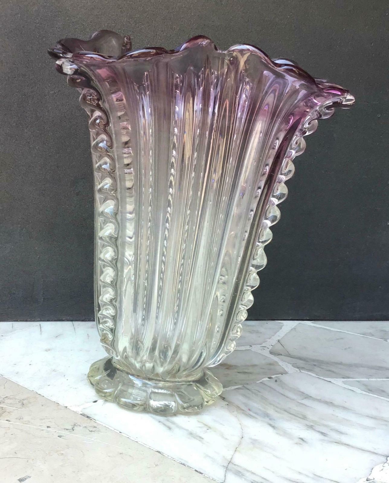 Barovier E Toso Vase Murano Glass 1940 Italy photo for sale