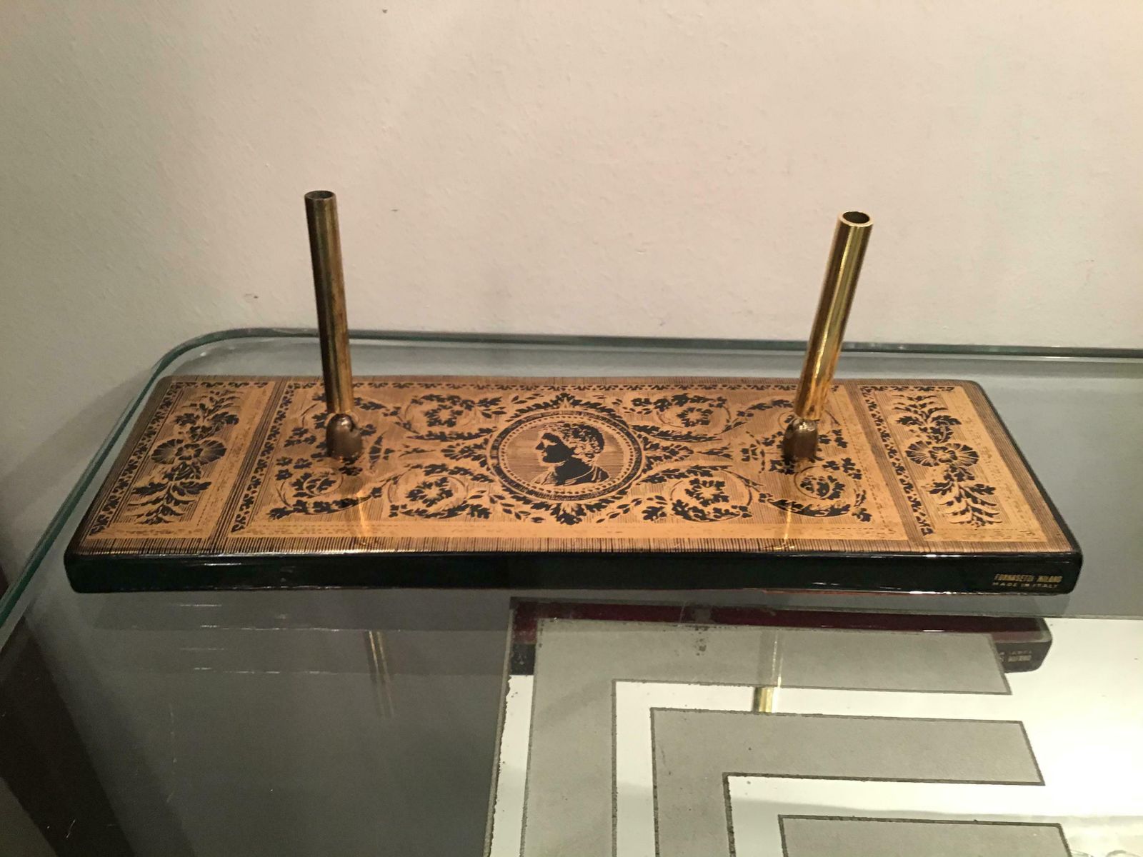 Fornasetti Pen Holder Ceramic Brass Gold, 1950, Italy photo buy
