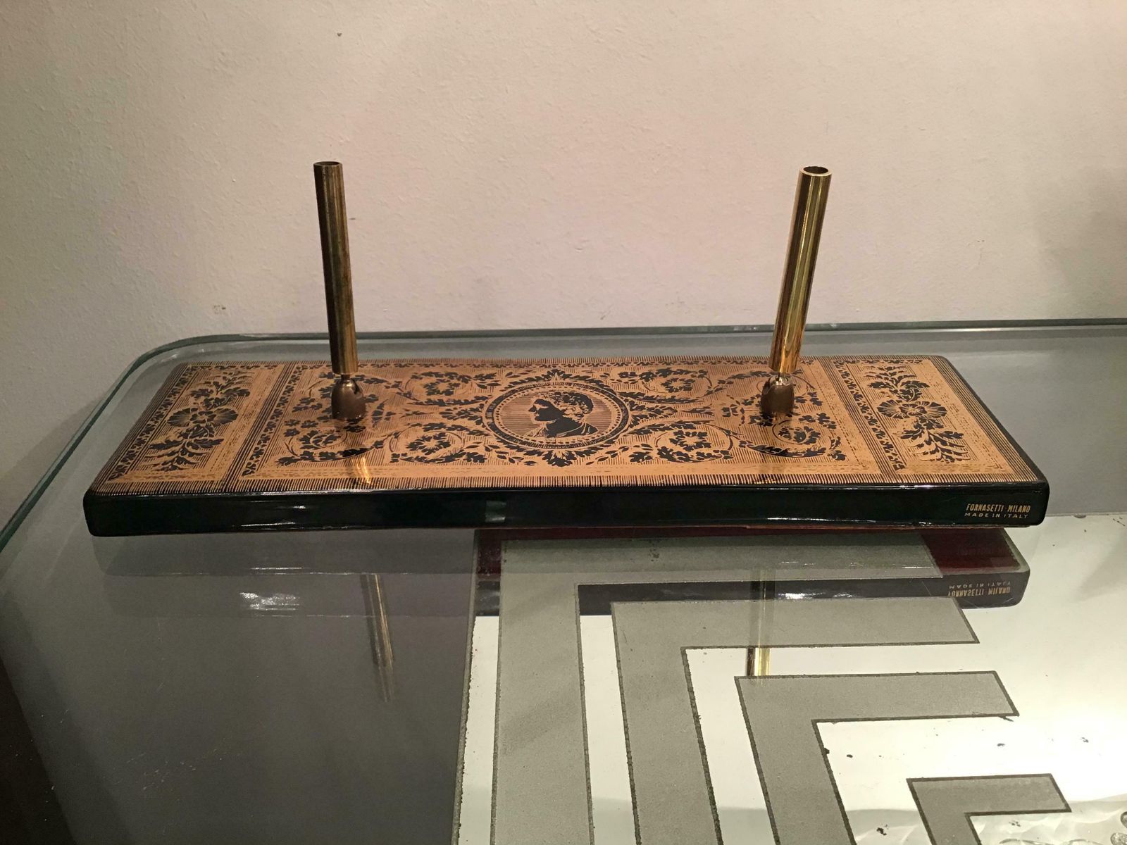 photo for sale Fornasetti Pen Holder Ceramic Brass Gold, 1950, Italy