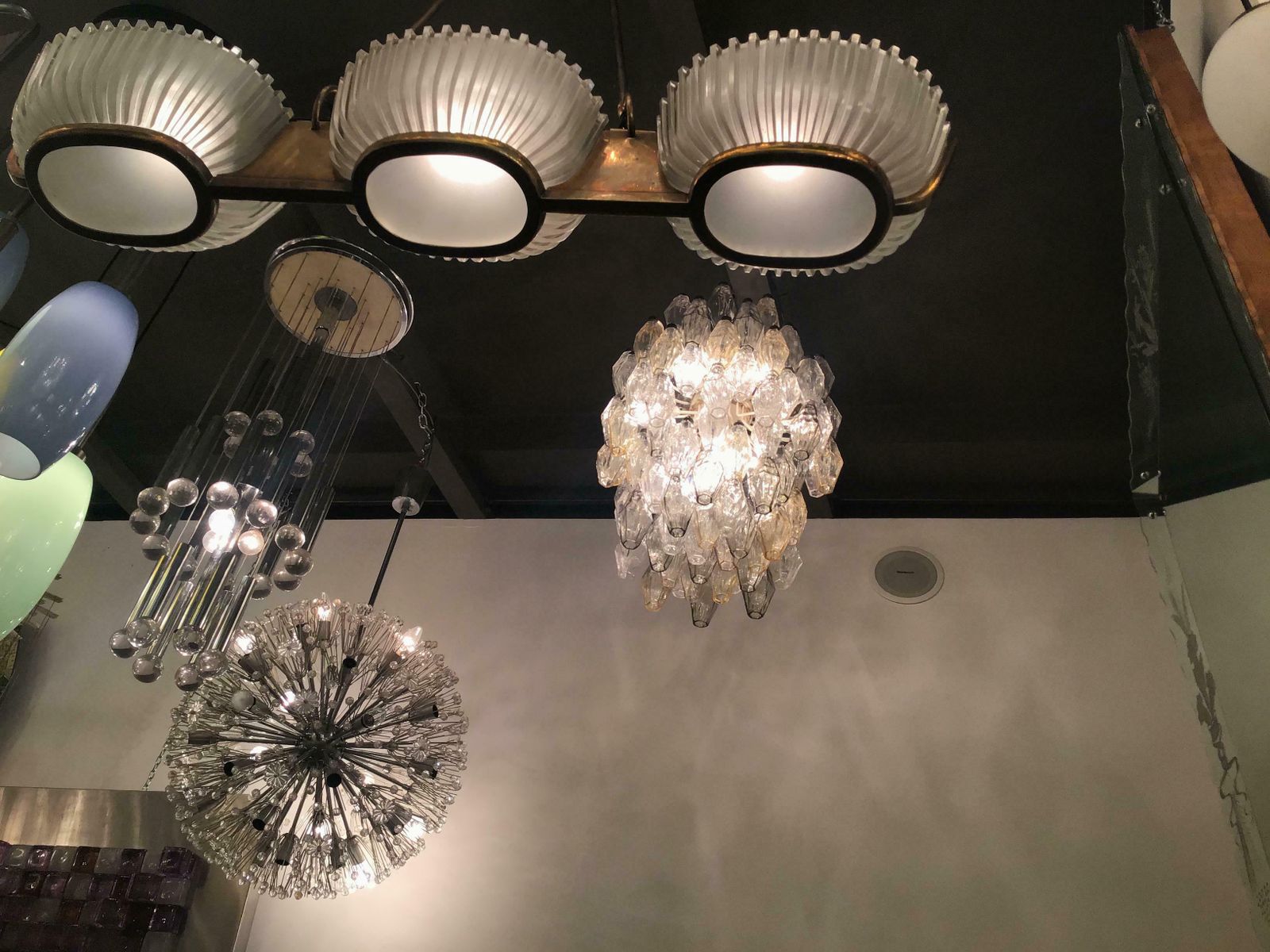 photo buy Venini “Carlo Scarpa “ Poliedri. Chandelier Brass Murano Glass Iron 1955 Italy