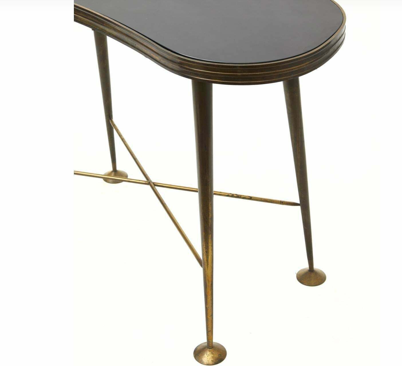 Cristal Art Consolle Brass Opaline Glass 1950 Italy photo for sale