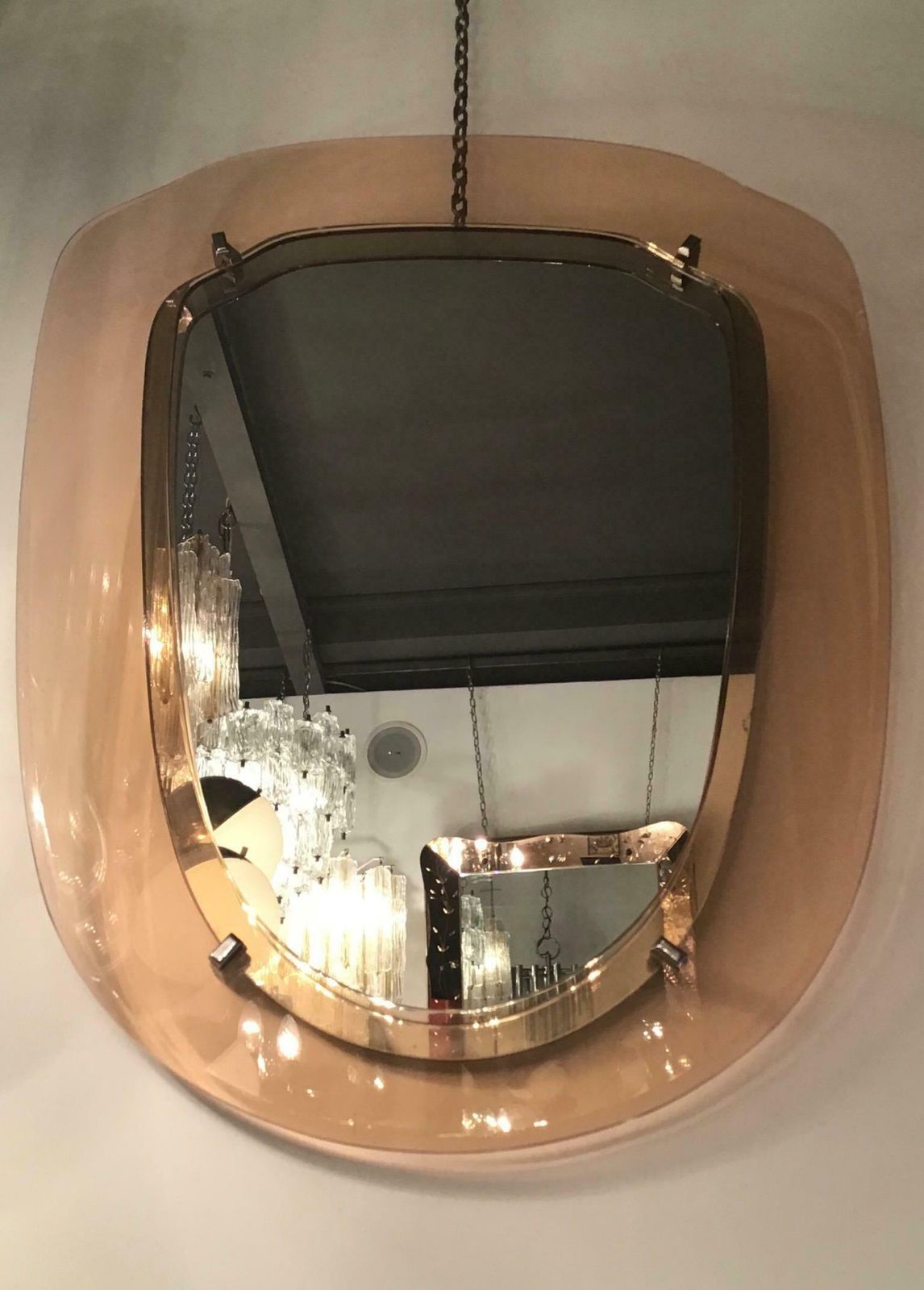 Cristal Art Mirror Glass Metal Crome 1955 Italy
