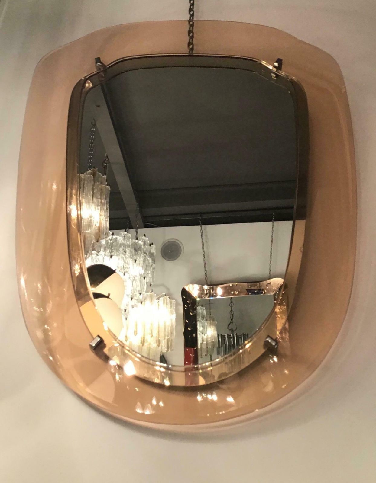Cristal Art Mirror Glass Metal Crome 1955 Italy photo for sale