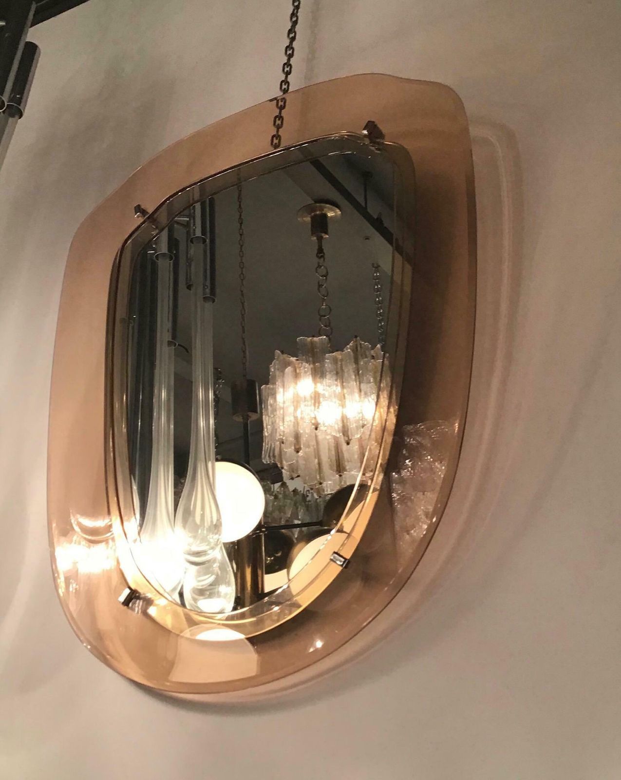 Cristal Art Mirror Glass Metal Crome 1955 Italy photo vintage
