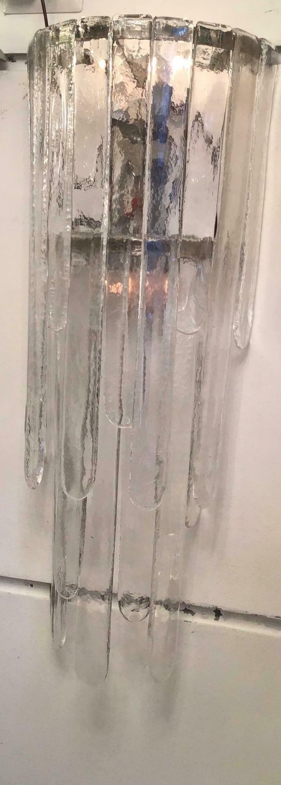 Venini Mazzega Sconce Iridescent Murano Glass Crome Metal, 1955, Italy photo for sale