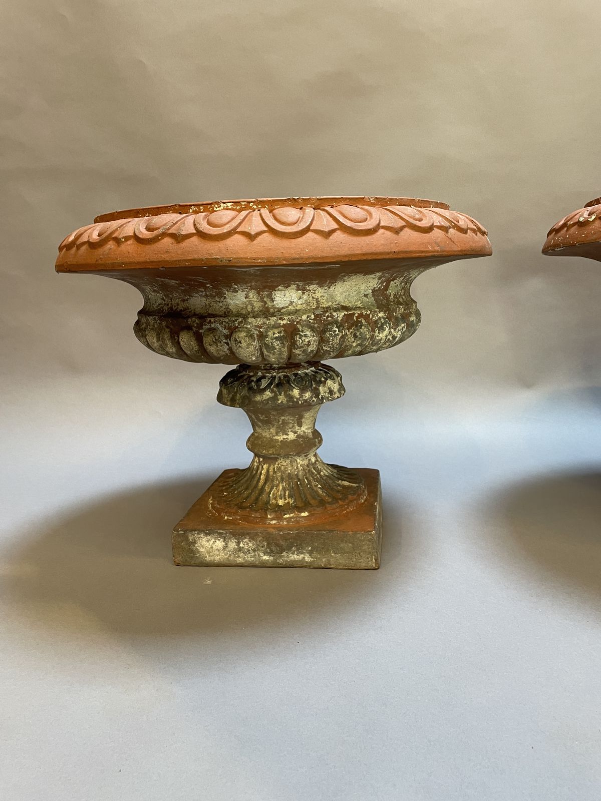 Pair Terracotta Campana Garden Urns photo buy