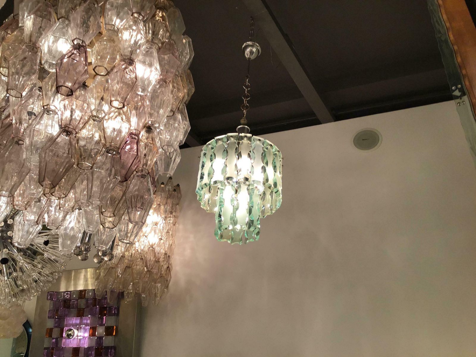 Cristal Arte Chandelier Glass Metal Crome, 1960, Italy photo Lighting